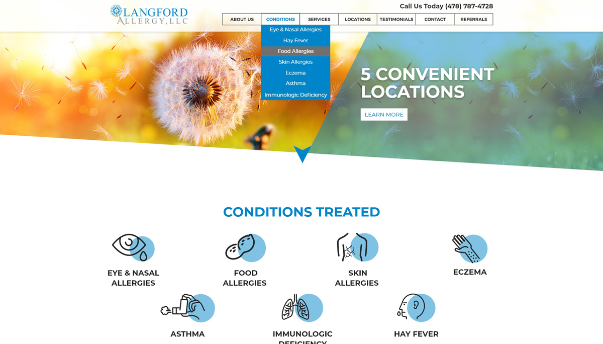 Langford Allergy website header