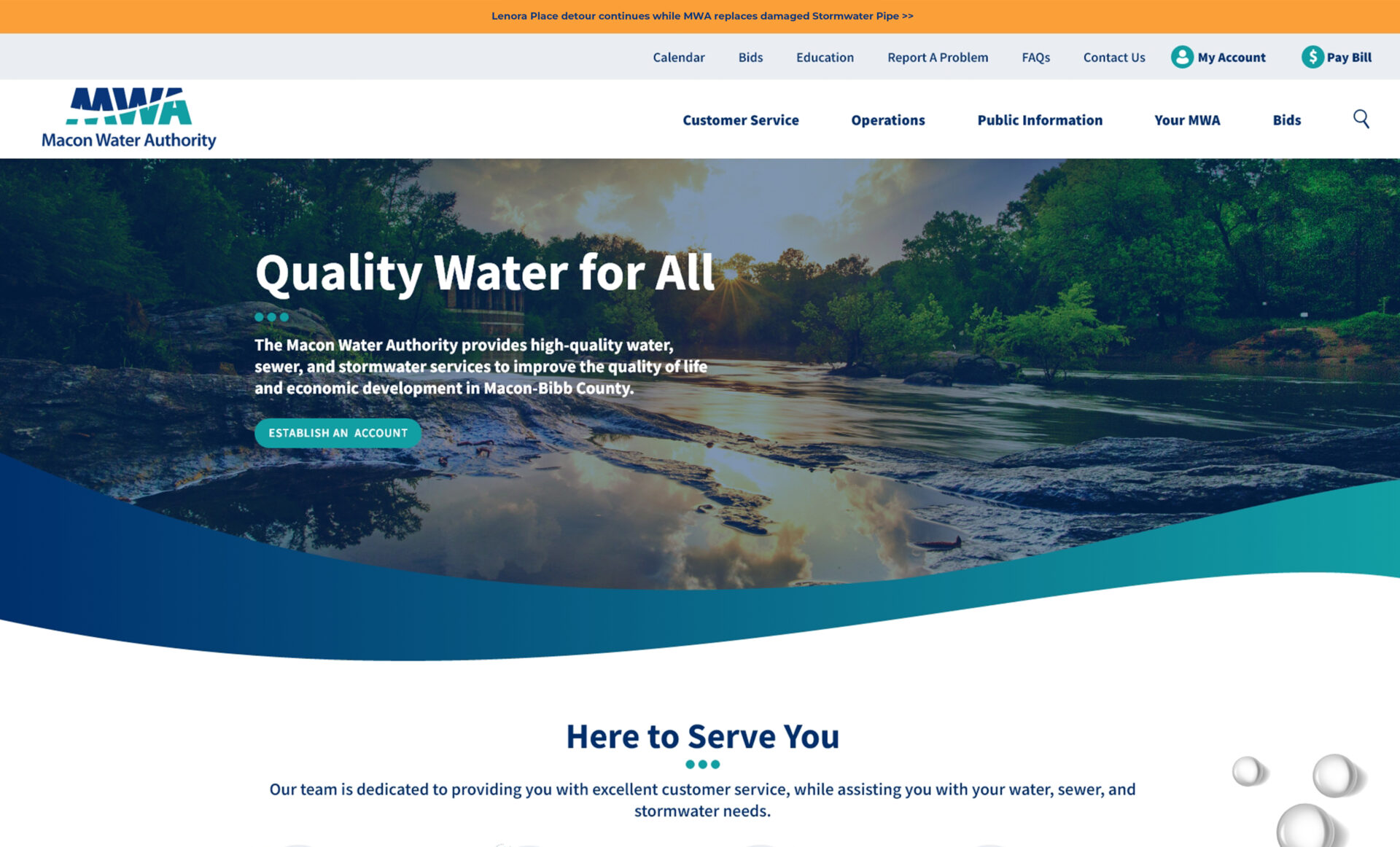 Macon Water Authority website header