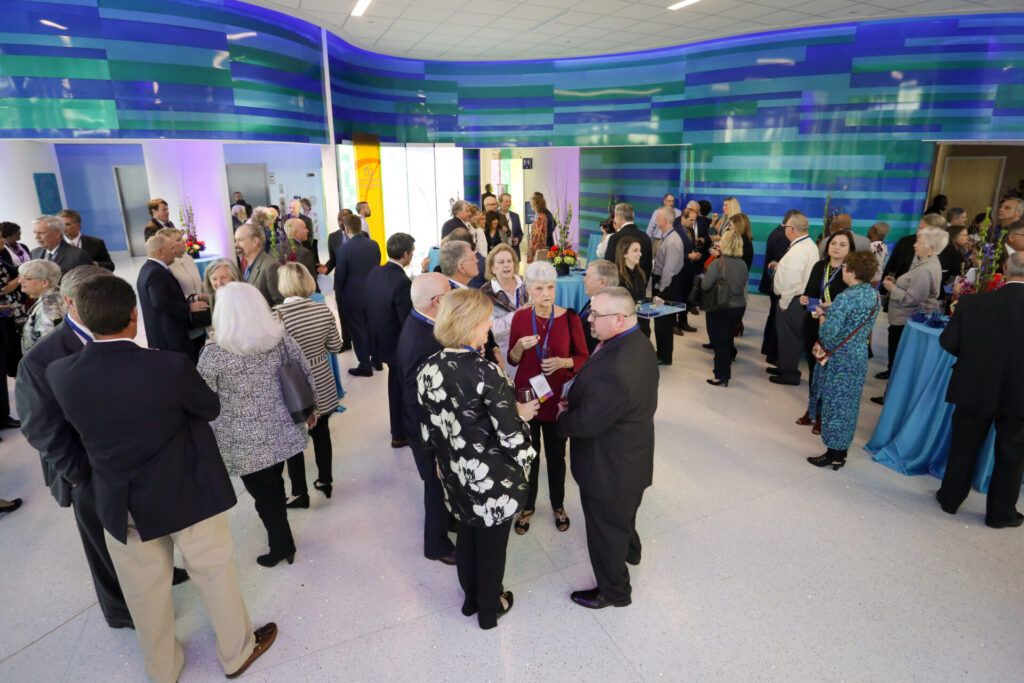 Elevated view of the attendees at the grand opening of the Atrium Health Navicent Beverly Knight Olson Children's Hospital