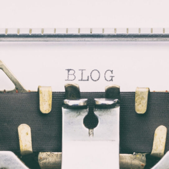 close-up of a typewriter with the word blog written on the otherwise blank page